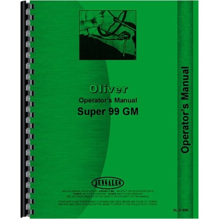 New Operators Manual (GM) For Cockshutt Oliver Super 99 Tractor